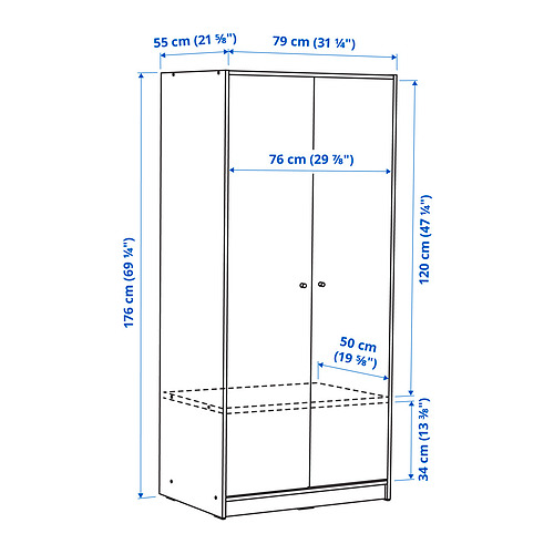 KLEPPSTAD wardrobe with 2 doors