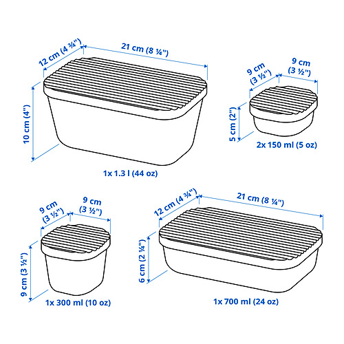 HAVSTOBIS food container with lid, set of 5