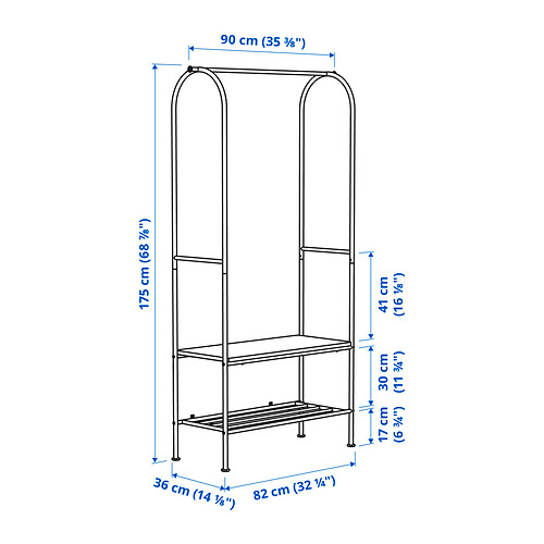 GRÅFJÄLLET clothes rack with shoe storage