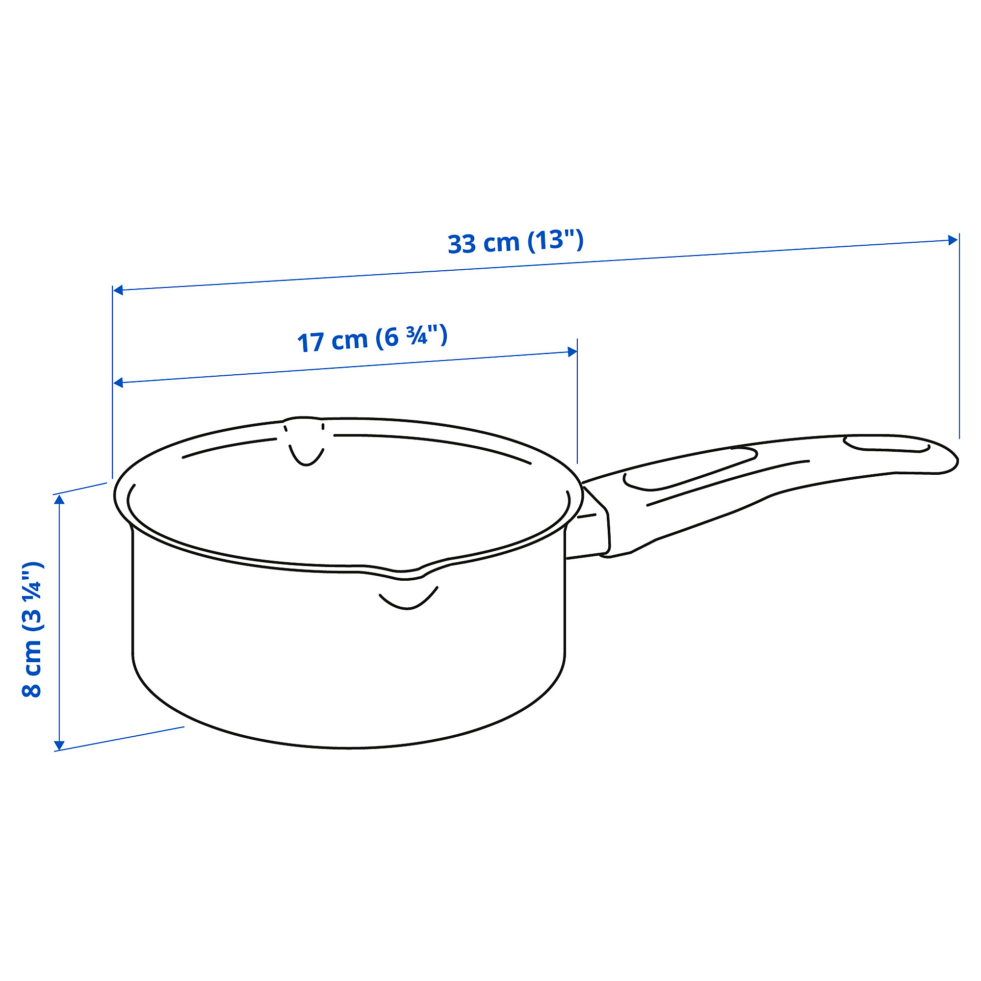 HEMLAGAD Frying pan, black, Height: 2 Diameter: 13 - IKEA