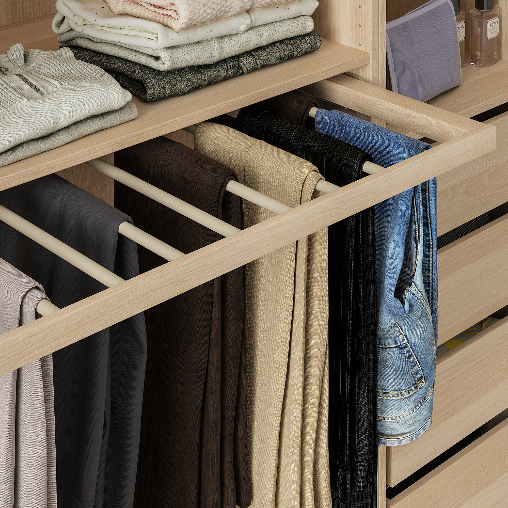 Wardrobe Clothes Storage Trousers Rack Armoire Telescopic Pants Holder Push  Pull Damping Cabinet Dress Organizer Clothing Shelf From Putlite, $81.41 |  DHgate.Com