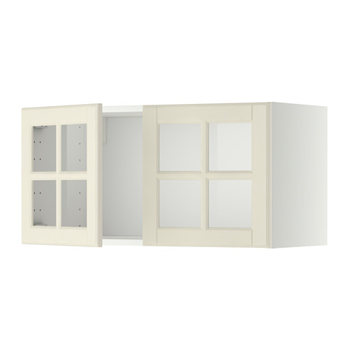 METOD wall cabinet with 2 glass doors