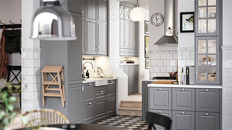 A traditional kitchen built to fit a challenging space