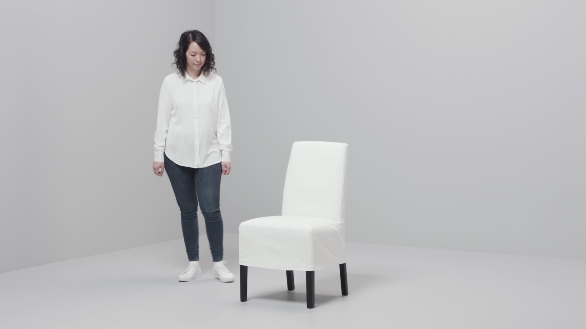 BERGMUND chair cover, medium long, Inseros white - IKEA