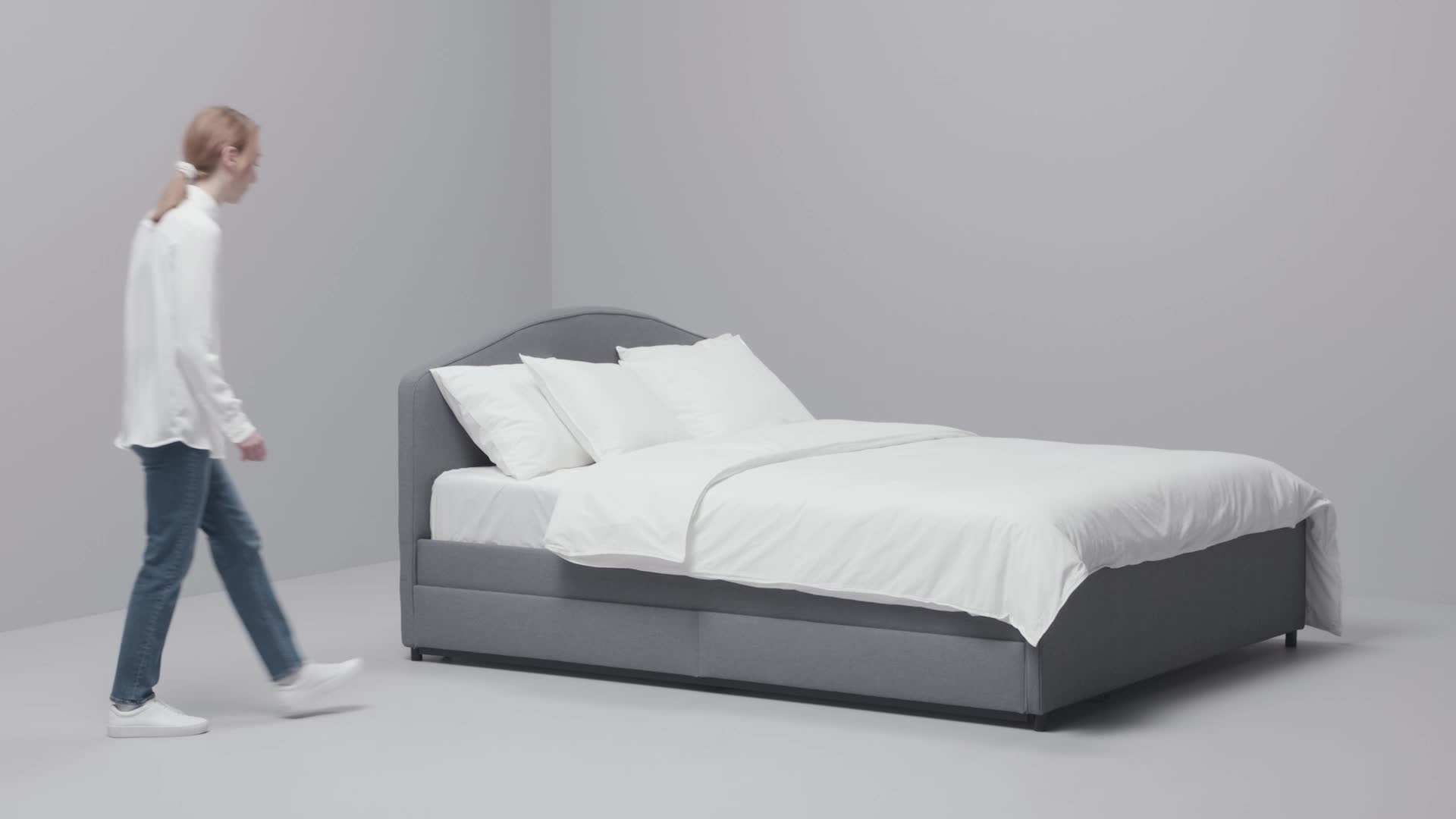 HAUGA Upholstered bed storage box, Vissle gray, Full/Double/Twin/Single -  IKEA